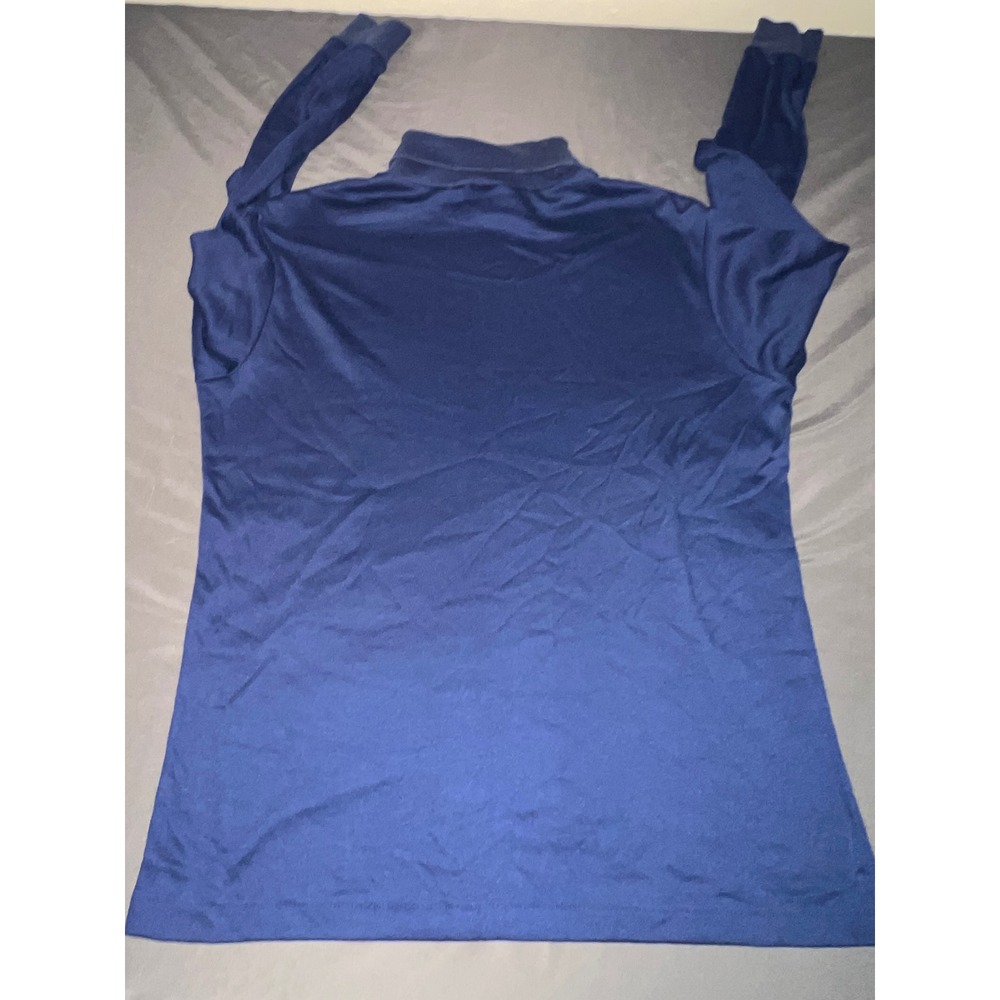 Bobbie Brooks Turtleneck Top Women Large Blue Excellent Vintage Mock Neck L/S - Picture 5 of 5